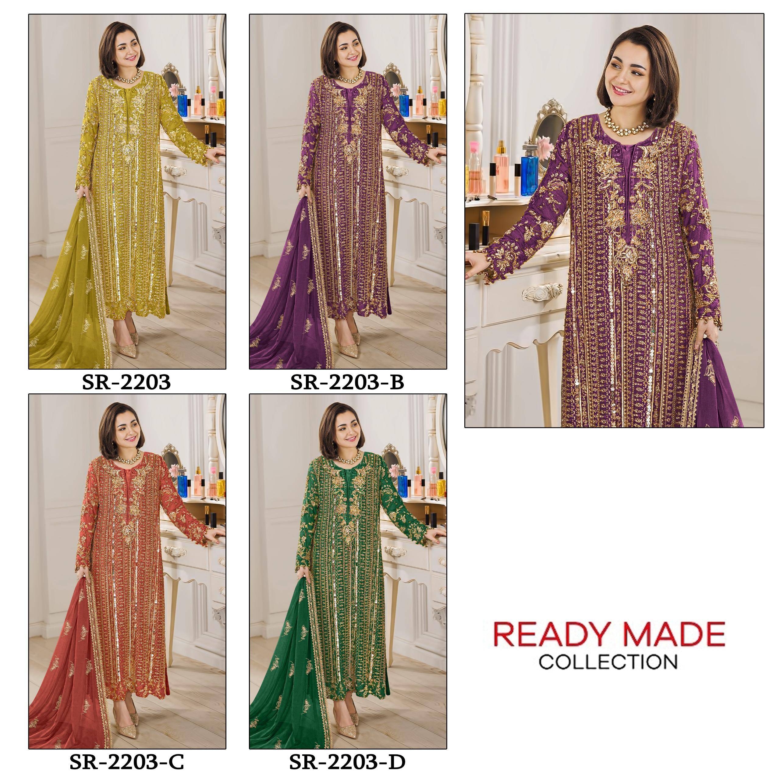 2203 COLORS by Shree Fabs 2203 a TO 2203 d SERIES Pakistani Stylish Beautiful Colourful Printed & Raga Chiffon readymade Dresses At Wholesale Price